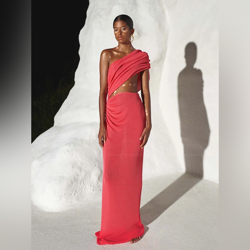 Baobab Delfina: One-Shoulder Coral Dress
